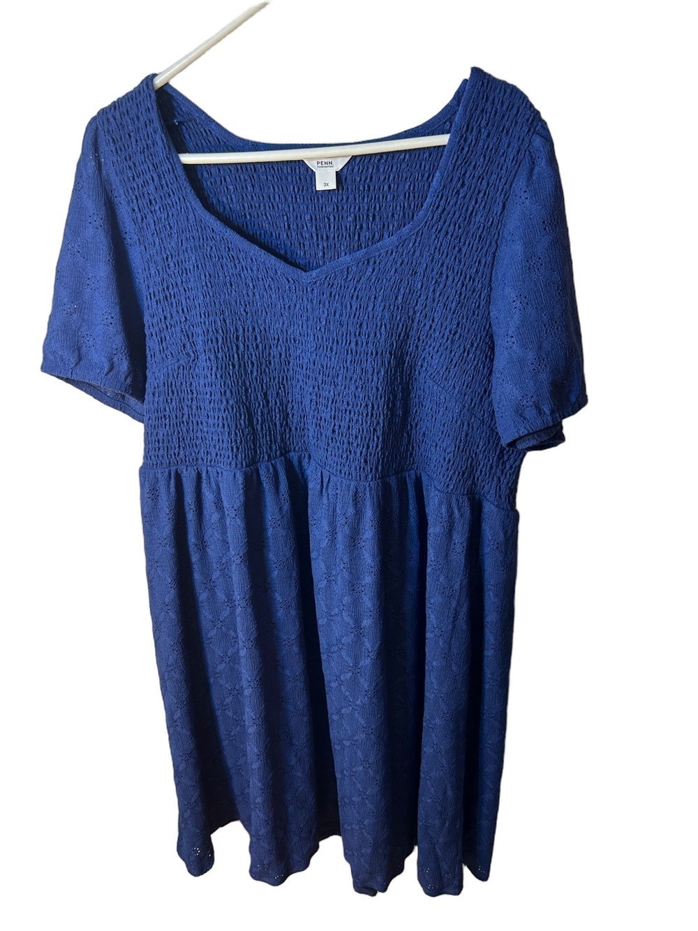 Penningtons Blue Smocked Textured V-Neck Women’s Dress size 3X